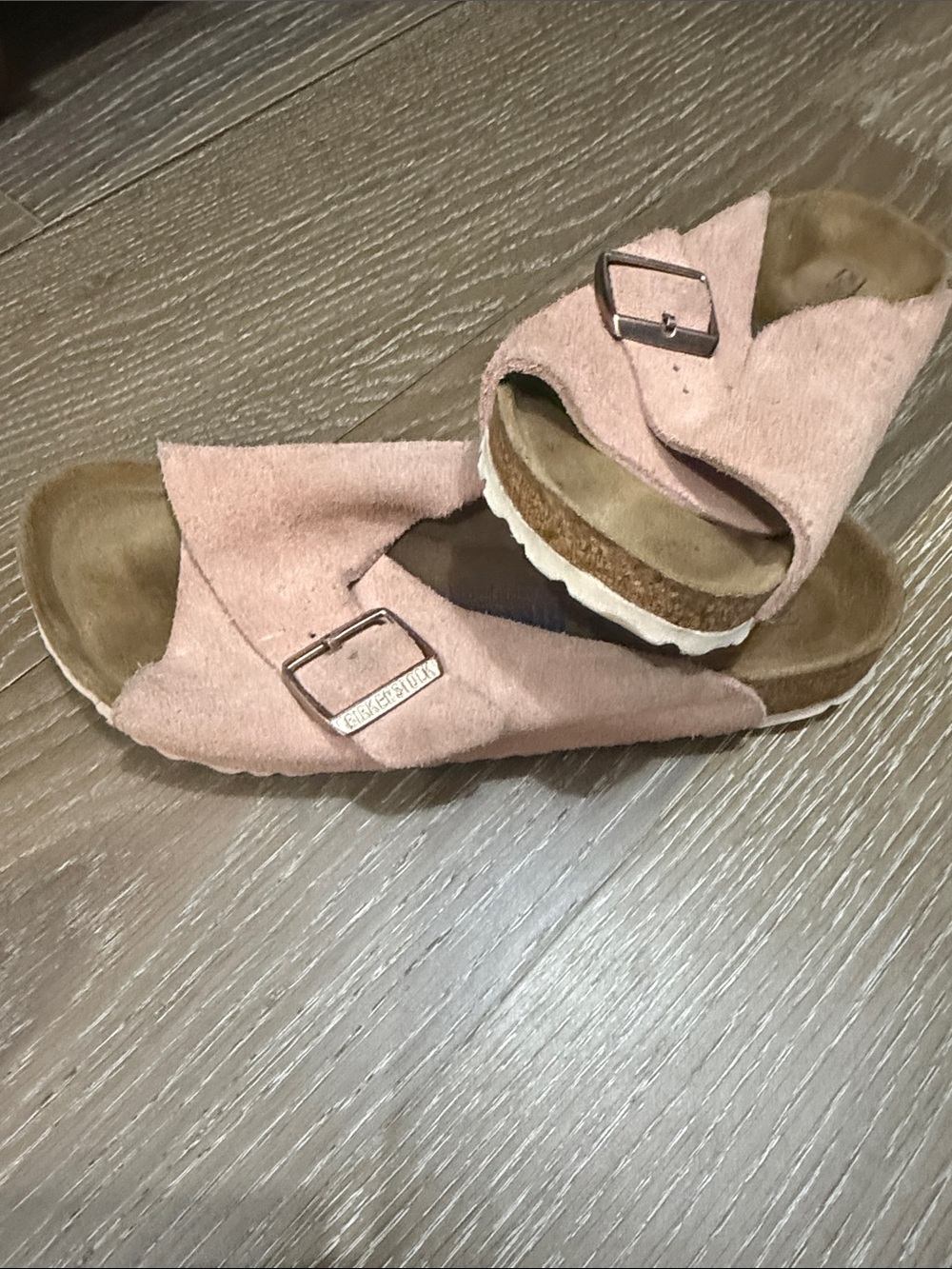 Women's Suede Cross-Band Sandals in Blush Pink Arosa